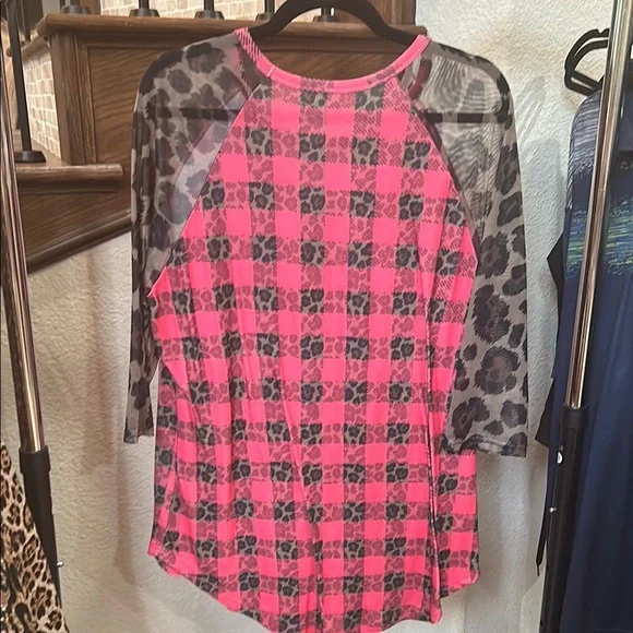 Crazy Train Pink and Black Raglan Graphic Tee - Picture 4 of 4